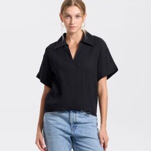 Universal Thread Cropped Linen Blend Utility Shirt – EUC